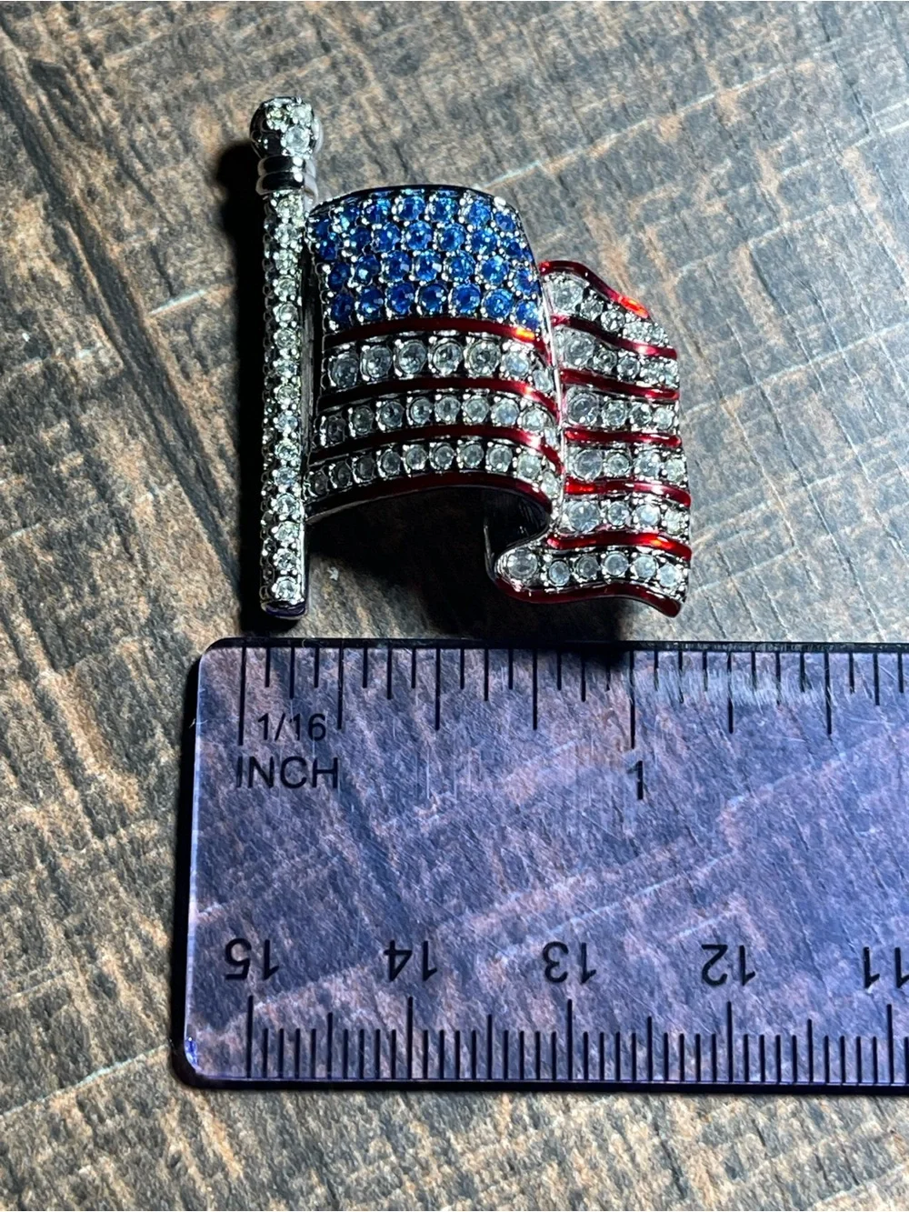 Swarovski Red, White & Blue Crystal American Flag Brooch